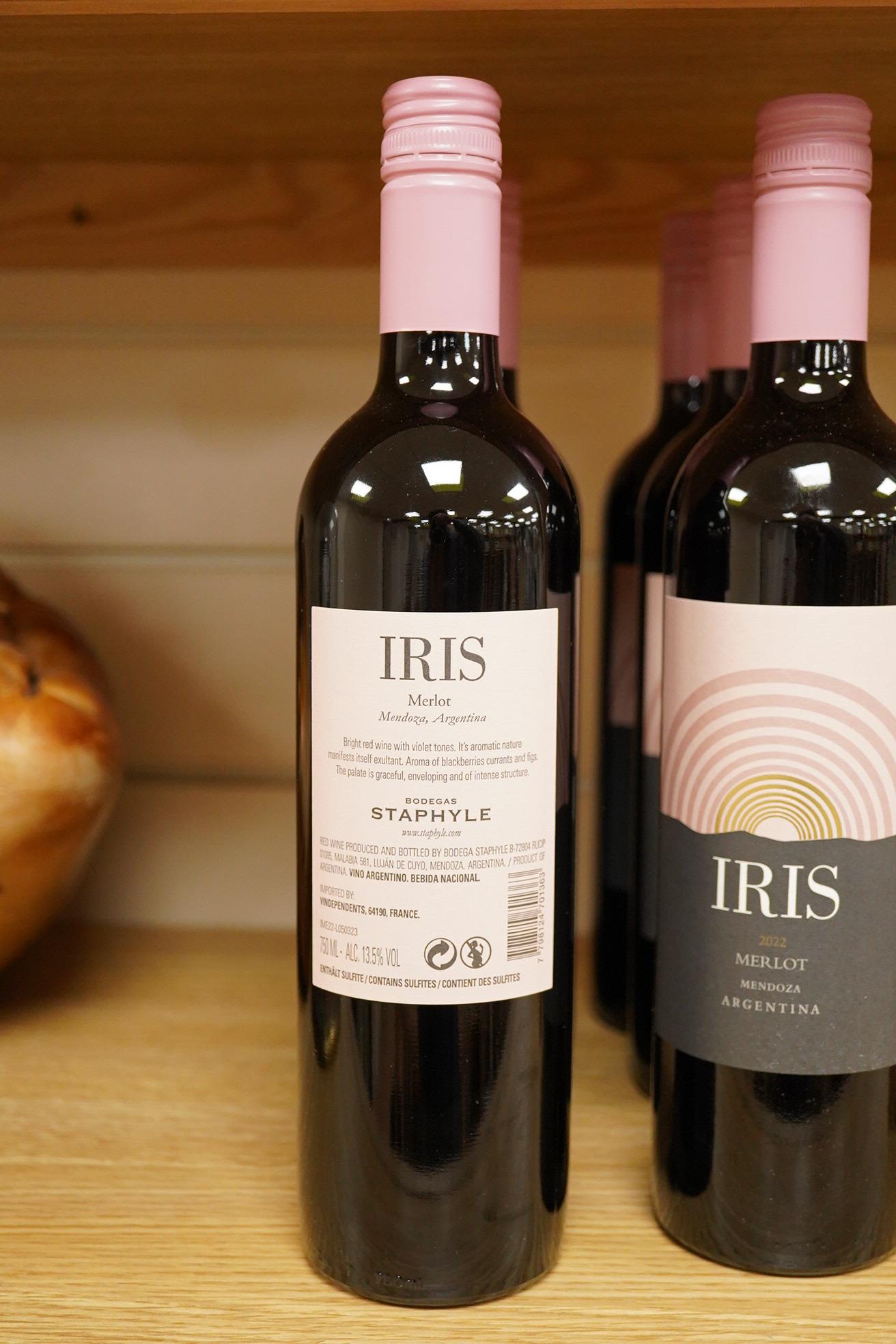 Six bottles of Iris Merlot Mendoza Argentina.
